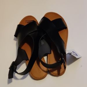 Sarina cross band slide sandals Black